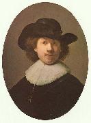 REMBRANDT Harmenszoon van Rijn Self-portrait with wide-awake hat oil on canvas